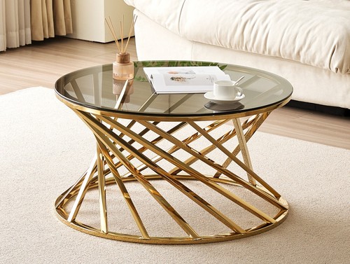 Round metal coffee table with - metal,
