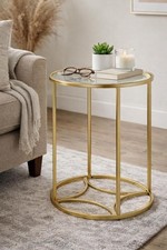 Gold Round Coffee Table Glass
