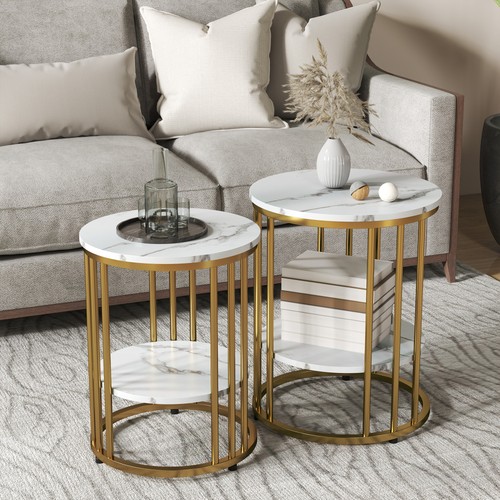 Marble effect coffee table set - coffee,