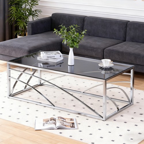 Rectangular glass coffee table - glass,