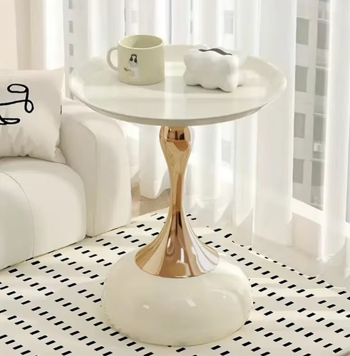 Small round coffee table - table, white