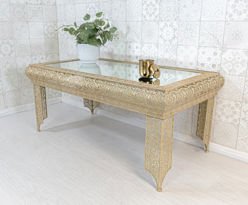 Gold embossed metal glass - embossed,
