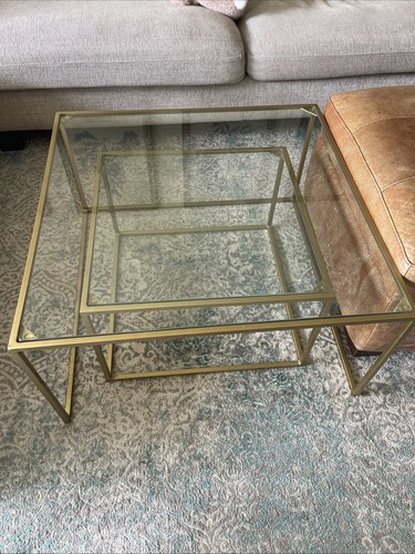Double glass coffee table - coffee,